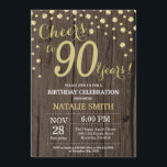 Rustic Wood Gold 90th Birthday Diamond Kaart<br><div class="desc">90e verjaardag Uitnodiging met Rustic Wood en Gold Glitter Diamond achtergrond.  landretro. Gold Confetti. Volwassen verjaardag. Mannelijke Mannen of vrouwen: Birthday. Voor verdere aanpassing,  te klikken gelieve de knoop "van de Aanpassing het"en ons ontwerphulpmiddel te gebruiken om deze sjabloon te wijzigen.</div>