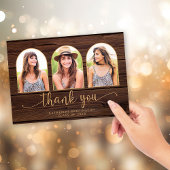 Rustic Wood Gold Arch 3 Foto Afstuderen Bedankkaart