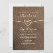 Rustic Wood Gold Calligraphy Wedding Invitation Kaart (Voorkant)