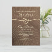 Rustic Wood Gold Calligraphy Wedding Invitation Kaart (Staand voorkant)