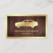 Rustic Wood Gold Car Professional Chauffeur Visitekaartje (Voorkant)