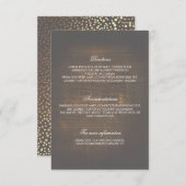 Rustic Wood Gold Confetti Wedding Details Informatiekaartje (Voorkant / Achterkant)