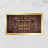 Rustic Wood Gold Dumbbell Fitness Personal Trainer Visitekaartje (Achterkant)