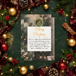 Rustic Wood & Gold Familie Kerstkaart 2026  Save The Date
