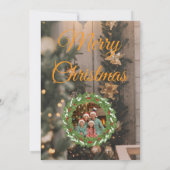 Rustic Wood & Gold Family Christmas Card 2026  Save The Date (Achterkant)