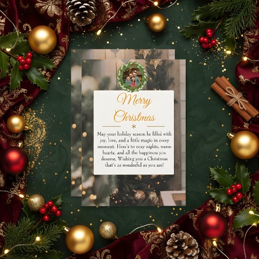 Rustic Wood & Gold Family Christmas Card 2026  Save The Date