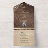 Rustic Wood Gold Floral Wedding All In One Uitnodiging (Binnen)