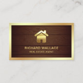 Rustic Wood Gold Foil Home Logo Vastgoedmakelaar Visitekaartje (Voorkant)