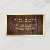 Rustic Wood Gold Folie Saxofoon Muziekdocent Visitekaartje (Achterkant)