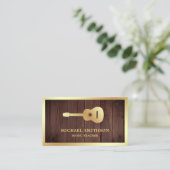 Rustic Wood Gold Gitaar Muziek Leraar Gitarist Visitekaartje (Staand voorkant)
