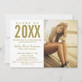 Rustic Wood Gold Graduation Party met foto Kaart (Voorkant)