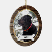 Rustic Wood Gold Kersthond Fotoornamenten Keramisch Ornament (Rechts)