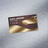 Rustic Wood Gold Luxury Car Hire Chauffeur Magnetisch Visitekaartje (Voorbeeld)