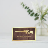 Rustic Wood Gold Sniper Rifle Pistool Shop Gunsmit Visitekaartje (Staand voorkant)