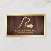 Rustic Wood Gold Stofzuiger Reinigingsdiensten Visitekaartje (Voorkant)
