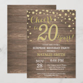 Rustic Wood Gold Surprise 20e Verjaardag Diamant Kaart (Voorkant / Achterkant)