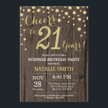 Rustic Wood Gold Surprise 21st Birthday Diamond Kaart<br><div class="desc">Verrassend 21ste verjaardag Uitnodiging met Rustic Wood en Gold Glitter Diamond achtergrond.  landretro. Gold Confetti. Volwassen verjaardag. Mannelijke Mannen of vrouwen: Birthday. Voor verdere aanpassing,  te klikken gelieve de knoop "van de Aanpassing het"en ons ontwerphulpmiddel te gebruiken om deze sjabloon te wijzigen.</div>
