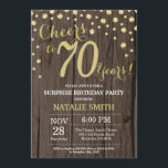 Rustic Wood Gold Surprise 70th Birthday Diamond Kaart<br><div class="desc">Verrassend 70e verjaardag Uitnodiging met Rustic Wood en Gold Glitter Diamond achtergrond.  landretro. Gold Confetti. Volwassen verjaardag. Mannelijke Mannen of vrouwen: Birthday. Voor verdere aanpassing,  te klikken gelieve de knoop "van de Aanpassing het"en ons ontwerphulpmiddel te gebruiken om deze sjabloon te wijzigen.</div>