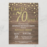 Rustic Wood Gold Surprise 70th Birthday Diamond Kaart<br><div class="desc">Verrassend 70e verjaardag Uitnodiging met Rustic Wood en Gold Glitter Diamond achtergrond.  landretro. Gold Confetti. Volwassen verjaardag. Mannelijke Mannen of vrouwen: Birthday. Voor verdere aanpassing,  te klikken gelieve de knoop "van de Aanpassing het"en ons ontwerphulpmiddel te gebruiken om deze sjabloon te wijzigen.</div>