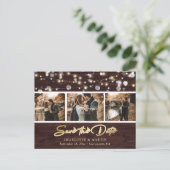 Rustic Wood Gold Wedding Photo Save the Date Aankondigingskaart (Staand voorkant)