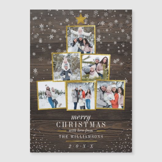 Rustic Wood & Golden Photo Lijst Kerstboom (Voorkant)