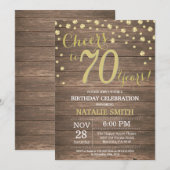 Rustic Wood Goud 70e Verjaardag Diamant Kaart (Voorkant / Achterkant)
