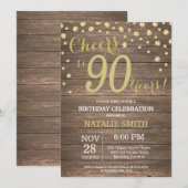Rustic Wood Goud 90ste Verjaardag Diamant Kaart (Voorkant / Achterkant)