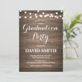 Rustic Wood Graduation Party Invitation Card Kaart (Staand voorkant)