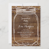 Rustic Wood Graduation Party Invitation Mason jar Kaart (Voorkant)