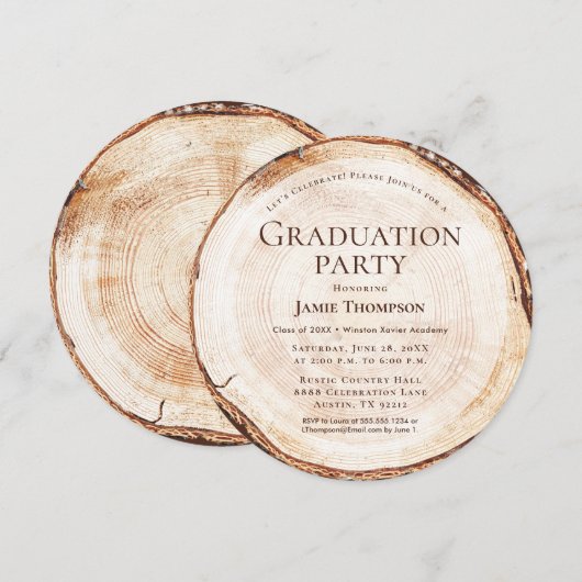 Rustic Wood Graduation Party Uniek Aangepast Kaart (Voorkant / Achterkant)