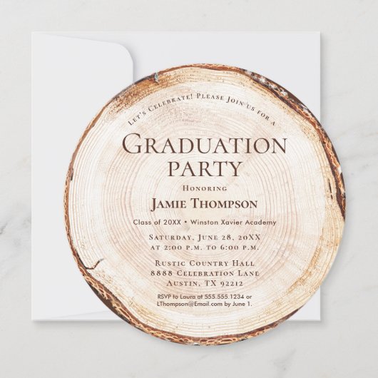 Rustic Wood Graduation Party Uniek Aangepast Kaart (Voorkant)
