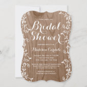 Rustic Wood Grain Bridal Shower Invitations Kaart (Voorkant)