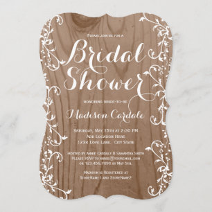 Rustic Wood Grain Bridal Shower Invitations Kaart