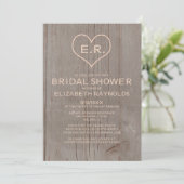 Rustic Wood Grain Bridal Shower Invitations Kaart (Staand voorkant)