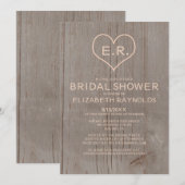Rustic Wood Grain Bridal Shower Invitations Kaart (Voorkant / Achterkant)
