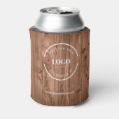 Rustic Wood Grain Custom Logo Personalize Blikjeskoeler (Blikje Achterkant)