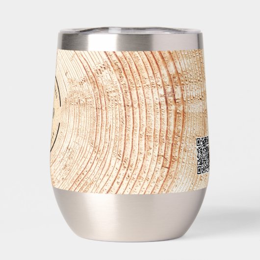 Rustic Wood Grain Custom Logo & QR Code Branding  (Achterkant)