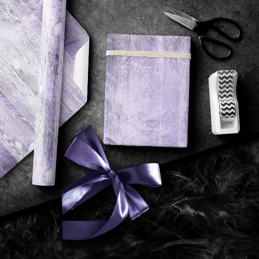 Rustic Wood Grain | Dusty Lavender Paarse Plank Cadeaupapier