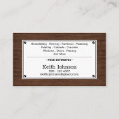 Rustic Wood Grain  Handyman Construction Visitekaartje (Achterkant)