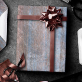 Rustic Wood Grain | Koper- en blauw-planten Cadeaupapier