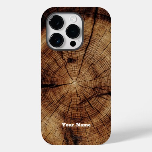 Rustic Wood Grain Monogram Timber Case-Mate iPhone Case (Achterkant)