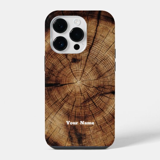 Rustic Wood Grain Monogram Timber iPhone Hoesje (Achterkant)