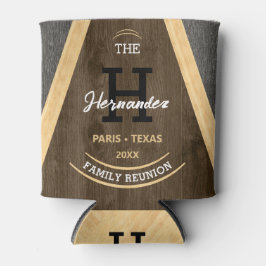 Rustic Wood grain Monogrammed Family reunion Brown Blikjeskoeler