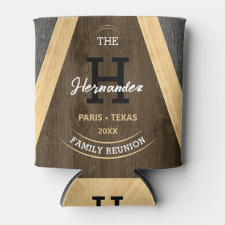 Rustic Wood grain Monogrammed Family reunion Brown Blikjeskoeler
