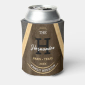 Rustic Wood grain Monogrammed Family reunion Brown Blikjeskoeler (Blikje Achterkant)