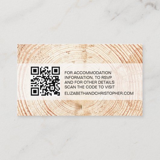 Rustic Wood Grain QR code bruiloft website Informatiekaartje (Achterkant)