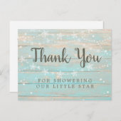 Rustic Wood Grain String Stars Dank u Briefkaart (Voorkant / Achterkant)