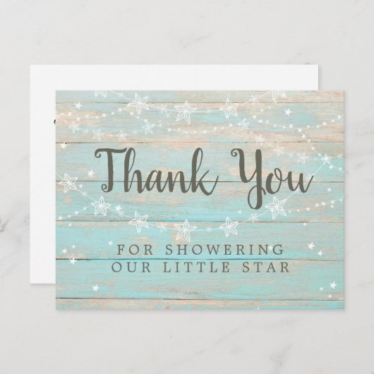 Rustic Wood Grain String Stars Dank u Briefkaart (Voorkant / Achterkant)