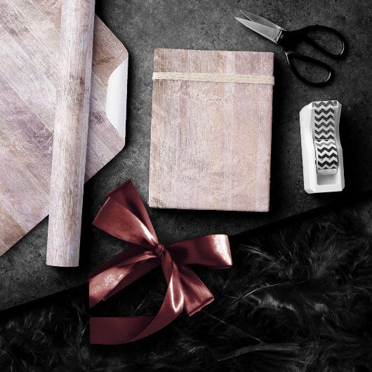 Rustic Wood Grain | Stustroze en koper Cadeaupapier