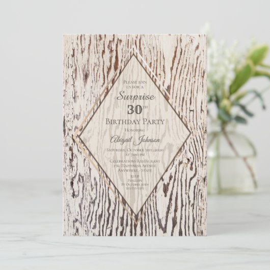 Rustic Wood Grain Surprise 30e verjaardag Kaart (Staand voorkant)